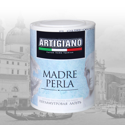Декоративное покрытие Artigiano Madre perla акриловая, перламутровая лазурь