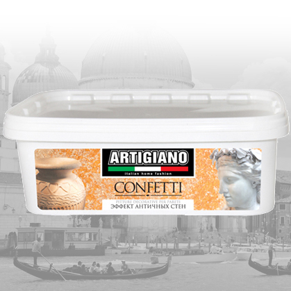 Декоративное покрытие Artigiano Confettiс акриловая, эффектом античных стен