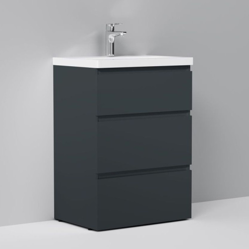 Мебель для ванной AM.PM Gem S 60 графит матовый, напольная, с 3 ящиками фото 4