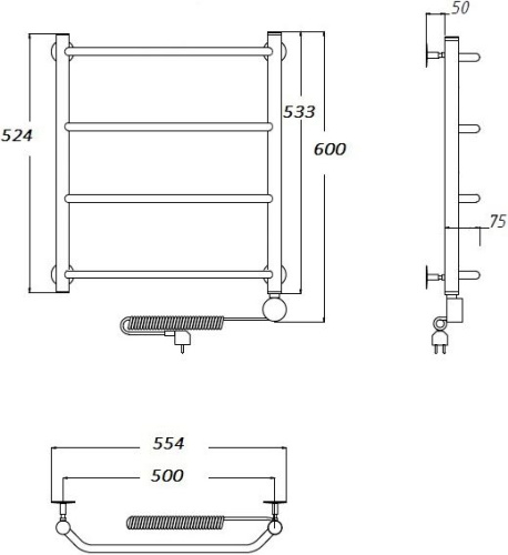 17 034 руб. Полотенцесушитель электрический Тругор Браво эл ТЭН 1 ЛЦ4 60x50 фото 3 Полотенцесушитель электрический Тругор Браво эл ТЭН 1 ЛЦ4 60x50 фото 3