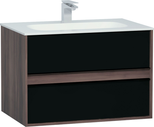 Мебель для ванной VitrA Metropole 80 с ящиками, сливовое дерево, черный акрил