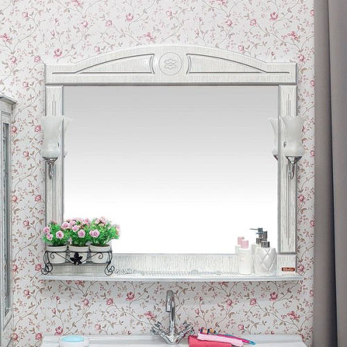 Мебель для ванной Sanflor Адель 100, белая, патина серебро фото 5