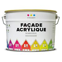 VINCENT FACADE ACRYLIQUE F 2 краска фасадная, суперстойкая, матовая, база C (2л)