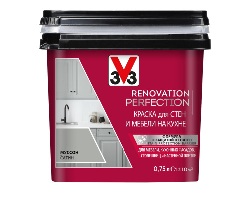 Краска для стен и мебели на кухне V33 RENOVATION PERFECTION 0,75 л Муссон
