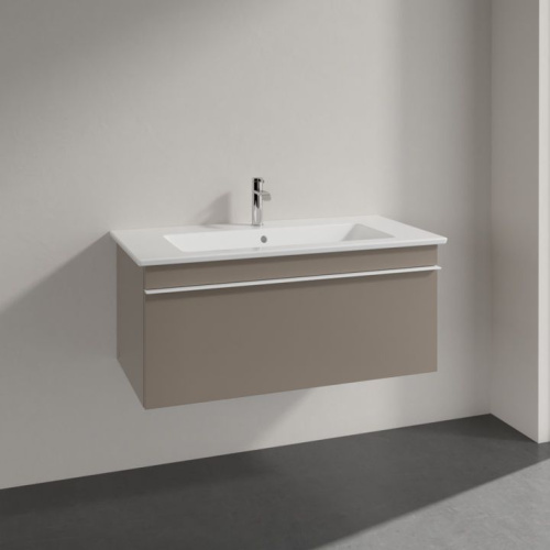 Мебель для ванной Villeroy & Boch Venticello 95 truffle grey, с белой ручкой фото 2