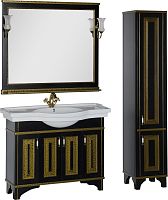 Зеркало Aquanet Валенса 110 черный краколет, золото