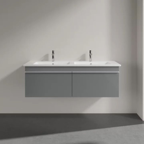 Мебель для ванной Villeroy & Boch Venticello 125 glossy grey, с белыми ручками фото 2