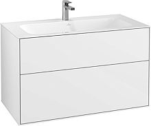 Мебель для ванной Villeroy & Boch Finion 100 glossy white lacquer, с настенным освещением
