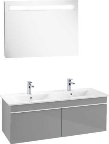 Мебель для ванной Villeroy & Boch Venticello 125 glossy grey, с белыми ручками фото 7