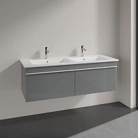 Мебель для ванной Villeroy & Boch Venticello 125 glossy grey, с белыми ручками