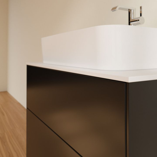 Мебель для ванной Villeroy & Boch Finion 80 black matt lacquer, glass white matt, с настенным освещением фото 4