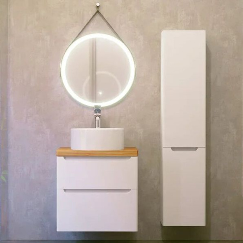 Мебель для ванной Jorno Wood 60, белая, светлая столешница фото 14