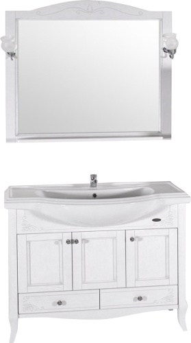 Мебель для ванной ASB-Woodline Салерно 105 белая, патина серебро фото 5