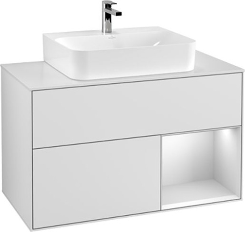 Мебель для ванной Villeroy & Boch Finion G121MTMT 100 с подсветкой и освещением стены фото 3