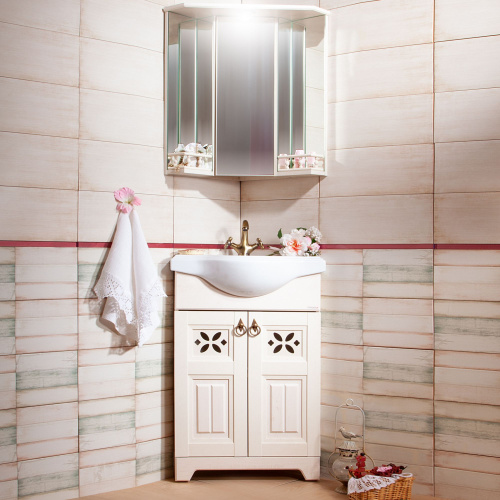 Мебель для ванной Бриклаер Кантри 60 бежевый дуб, угловая фото 8