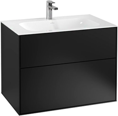 Мебель для ванной Villeroy & Boch Finion 80 black matt lacquer, с настенным освещением фото 4