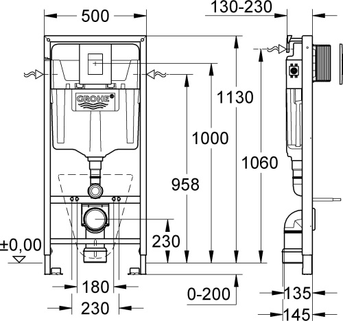 Комплект Унитаз подвесной Jacob Delafon Escale E1306 + Система инсталляции для унитазов Grohe Rapid SL 38775001 4 в 1 с кнопкой смыва фото 12