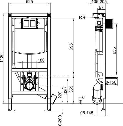 Комплект Унитаз подвесной Villeroy & Boch Venticello 4611RL01 безободковый + Система инсталляции для унитазов Villeroy & Boch 92242700 + Кнопка смыва фото 4