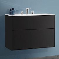 Мебель для ванной Villeroy & Boch Finion 80 black matt lacquer, с настенным освещением