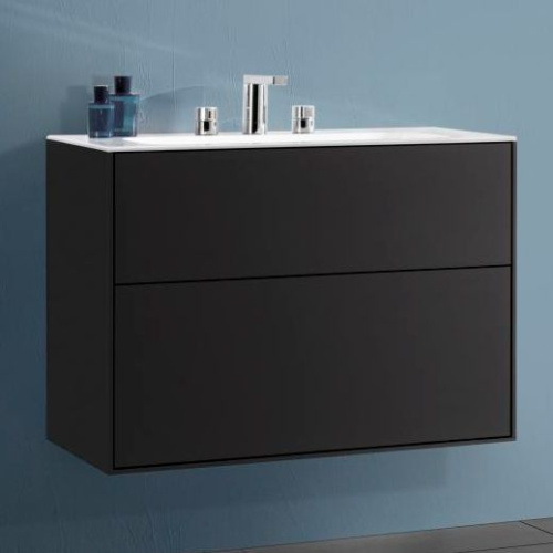 Мебель для ванной Villeroy & Boch Finion 80 black matt lacquer, с настенным освещением