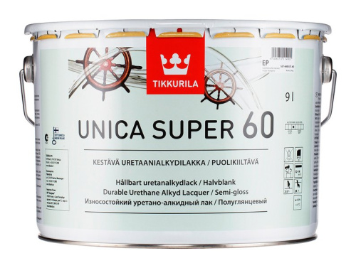 Лак Tikkurila Unica Super 60 алкидно-уретановый, для дерева, полуглянцевый