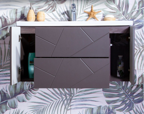 Мебель для ванной Бриклаер Кристалл 100 софт графит фото 3