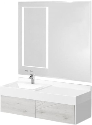 Мебель для ванной AQUATON Сакура 120 L, ольха наварра, белая фото 6