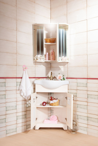 Мебель для ванной Бриклаер Кантри 60 бежевый дуб, угловая фото 6