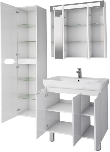 Мебель для ванной Dreja Q Plus (D) 80 c опорами белый глянец фото 3