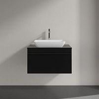 Мебель для ванной Villeroy & Boch Venticello 75 black matt lacquer, с ручкой хром
