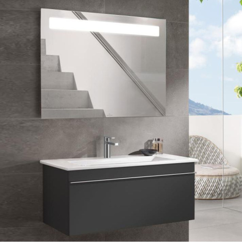 Мебель для ванной Villeroy & Boch Venticello 95 black matt lacquer, с ручкой хром фото 8
