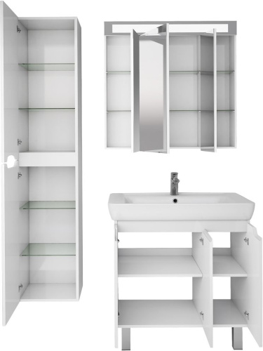 Мебель для ванной Dreja Q Plus (D) 80 c опорами белый глянец фото 2