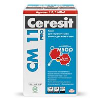 CERESIT CM 11 PRO клей для керамической плитки для пола и стен внутри и снаружи помещения (25кг)
