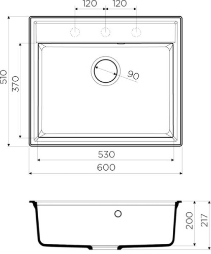 Комплект Мойка кухонная Omoikiri Daisen 60-BL черная + Смеситель Hansgrohe Metris M71 14834000 для кухонной мойки, хром фото 6