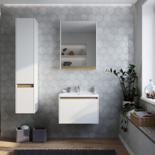 Комплект Унитаз подвесной Gustavsberg Hygienic Flush WWC 5G84HR01 безободковый + Мебель для ванной STWORKI Стокгольм 60 фото 2