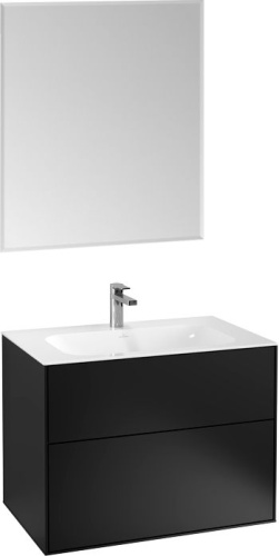 Мебель для ванной Villeroy & Boch Finion 80 black matt lacquer, с настенным освещением фото 7
