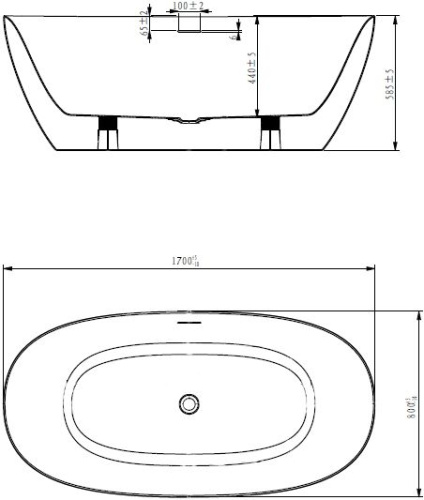 Акриловая ванна Art&Max Genova AM-GEN-1700-800 170х80 фото 3