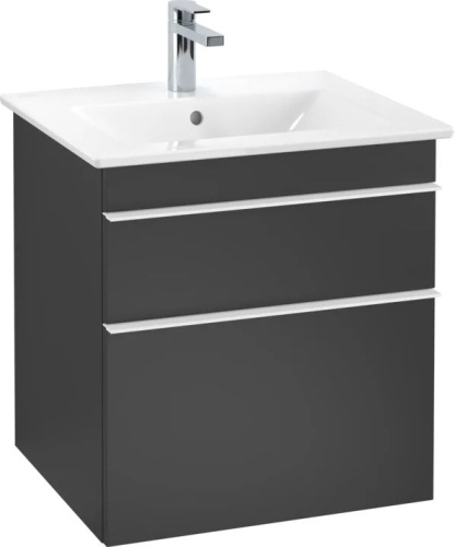 Мебель для ванной Villeroy & Boch Venticello 55 black matt lacquer, с белыми ручками фото 3