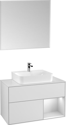 Мебель для ванной Villeroy & Boch Finion G121MTMT 100 с подсветкой и освещением стены фото 6