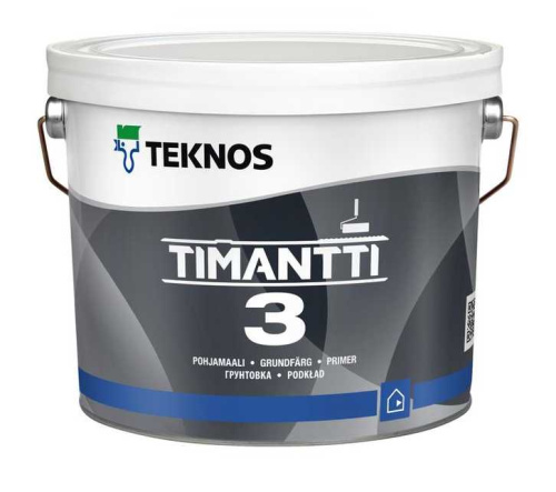 Краска Teknos Timantti 3 акриловая, грунтовочная, для стен и потолков, матовая