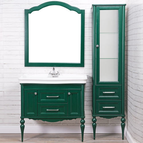 Мебель для ванной ValenHouse Эстетика 100, зеленая, подвесная, ручки хром фото 8
