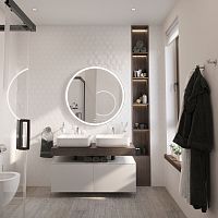 Мебель для ванной STWORKI Ольборг 120 столешница дуб карпентер, без отверстий, 2 тумбы 60 + 2 раковины STWORKI Soul 1 белой