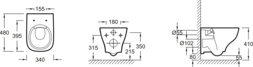Комплект Унитаз подвесной Jacob Delafon Struktura EDE102 + Крышка-сиденье с микролифтом + Инсталляция Ideal Standard ProSys 120P R027767 + Кнопка смыва хром фото 4