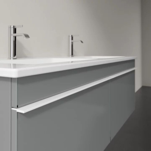 Мебель для ванной Villeroy & Boch Venticello 125 glossy grey, с белыми ручками фото 3