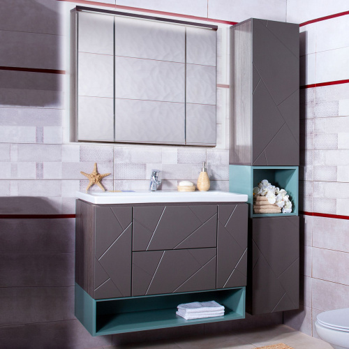 Мебель для ванной Бриклаер Кристалл 90 софт графит фото 6