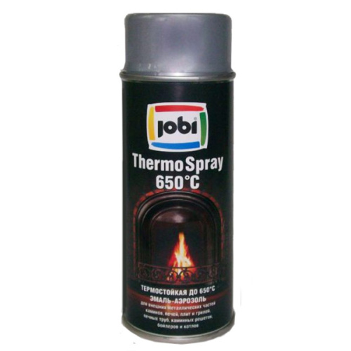 Эмаль-аэрозоль Jobi Thermospray 650°C Быстросохнущая, термостойкая, для каминов и печных труб