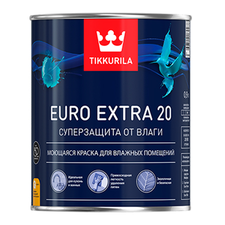 TIKKURILA EURO EXTRA 20 краска моющаяся для влажных помещений, база A (2,7л)