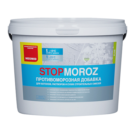 NEOMID STOP MOROZ добавка пластификатор противоморозная в смеси и растворы (12кг)