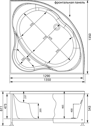 Акриловая ванна Aquanet Vitoria 00205371 135x135 с каркасом фото 8