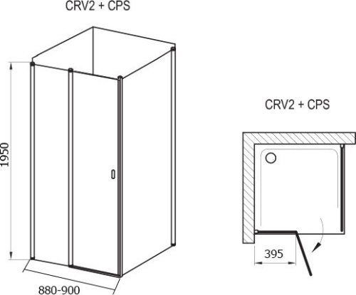 Душевой уголок Ravak CRV2-90+CPS-80 Transparent, профиль белый + средство для ванн и защитное средство фото 6